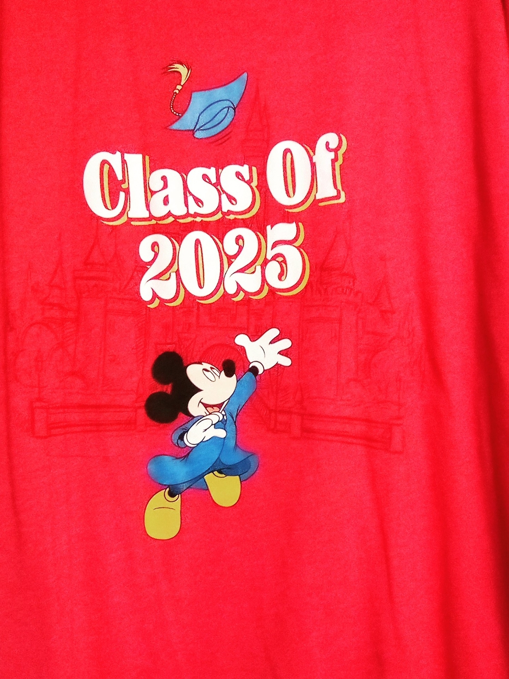 Disney Red Women Short Sleeve T‑Shirt with Mickey Graduation Graphic ( Bag Q ) - Picture 2 of 4